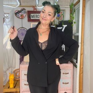 Topshop Black Double Breasted Blazer Suit Jacket Size 6
